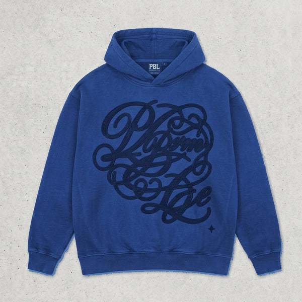 [PRE-ORDERS CLOSED] Vintage Wash Heavyweight Blue Hoodie — Oversized Graphic Pullover