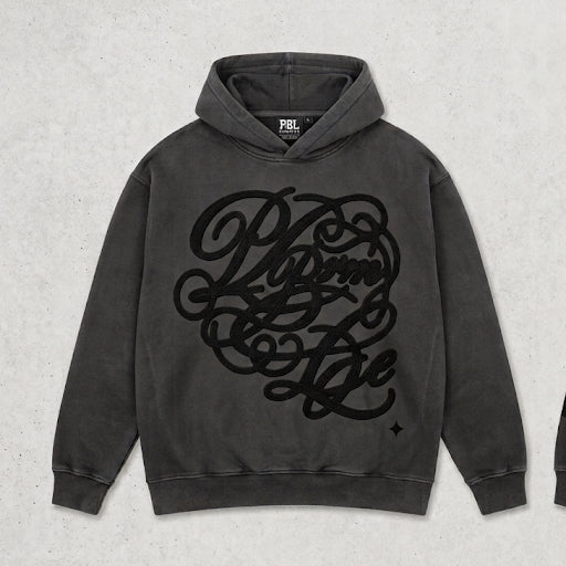 [PRE-ORDER] Vintage Wash Heavyweight Stealth Black Hoodie — Oversized Graphic Pullover - Pursue Better Living